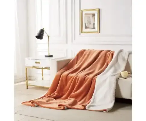 Gioia Casa 2 in 1 Teddy Sherpa Quilt Cover Set and Blanket - TERRACOTTA