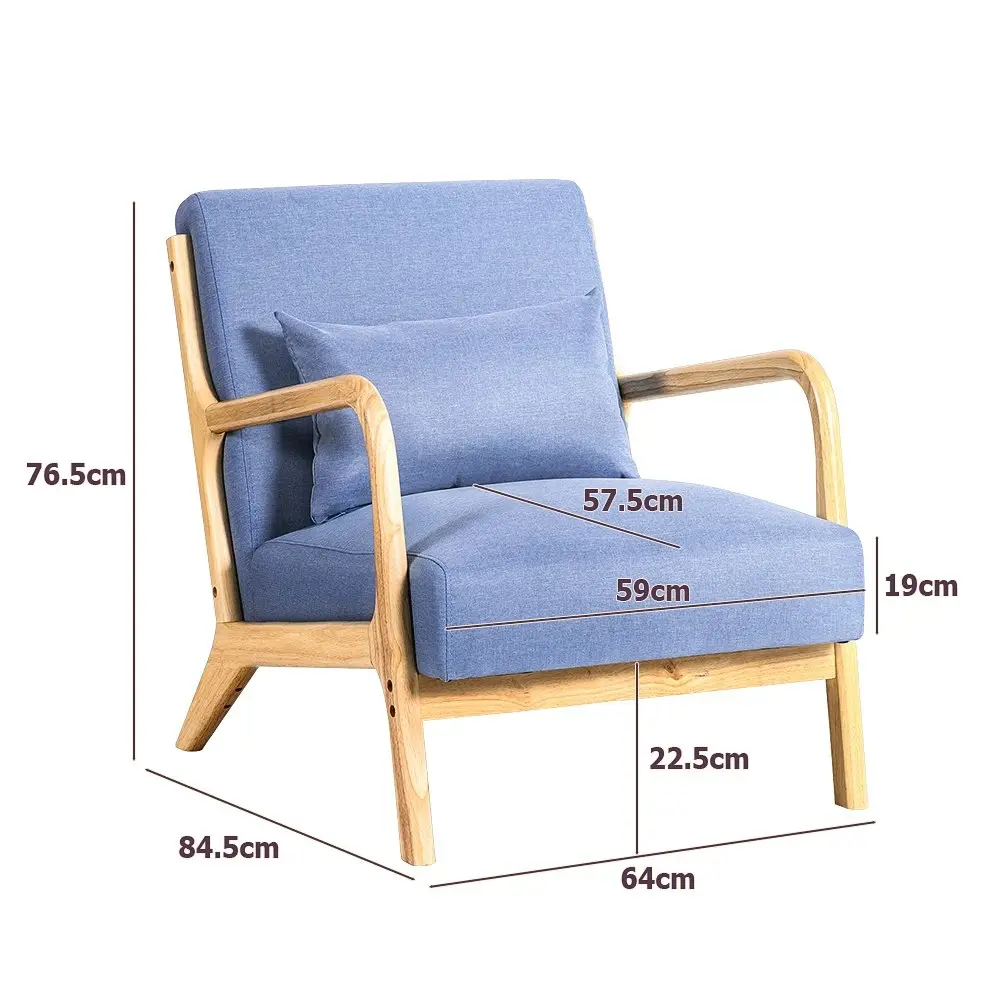 Furb Armchair Lounge Chair Accent Armchairs Wood Sofa Couches Seat Light Blue