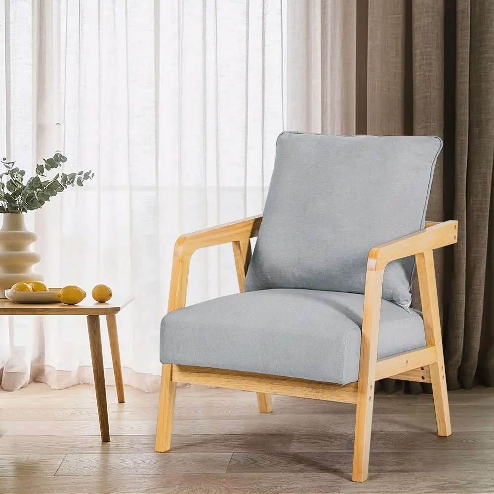 Furb Armchair Lounge Chair Accent Chairs Armchairs Fabric Single Sofa Light Grey