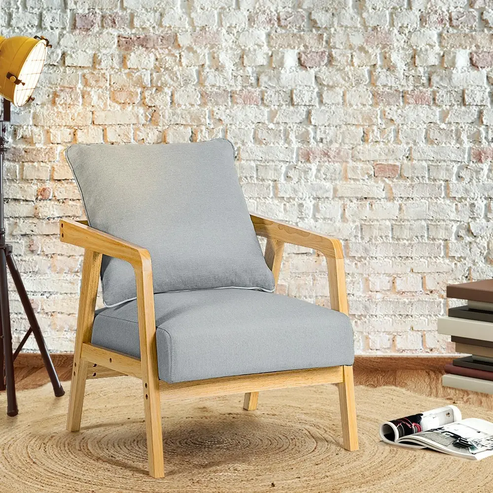 Furb Armchair Lounge Chair Accent Chairs Armchairs Fabric Single Sofa Light Grey