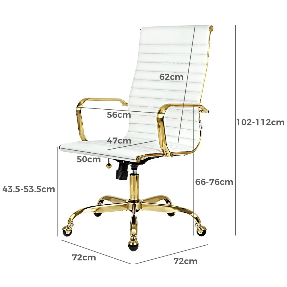 Furb Office Chair Executive High-Back Computer PU Leather Seat Study Wht Gd Eames Replica