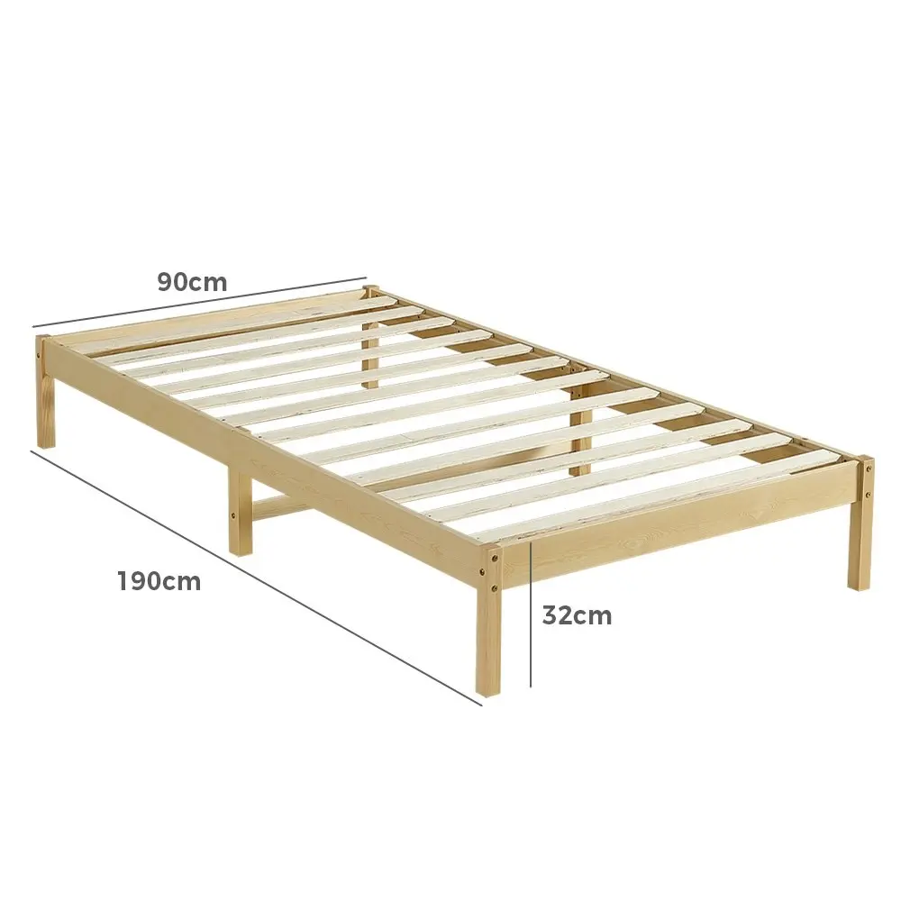 Furb Bed Frame Wooden Solid Pine Wood Bed Base Mattress Timber Single Oak