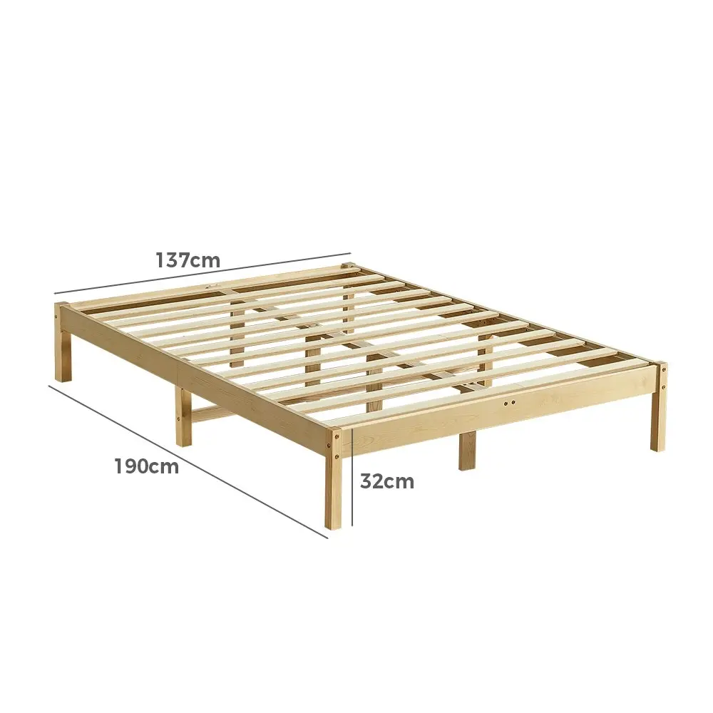 Furb Bed Frame Wooden Solid Pine Wood Bed Base Mattress Timber Double Oak