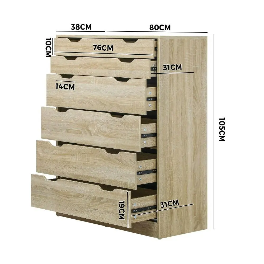 KATIA 6 Chest of Drawers Tallboy Cabinet Bedroom Clothes Wooden Furniture