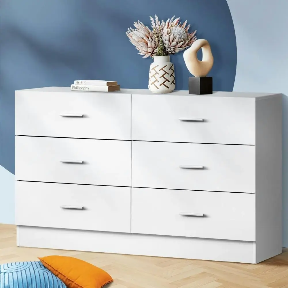 ISABELLA 6 Chest of Drawers Tallboy Dresser Table Lowboy Storage Cabinet White