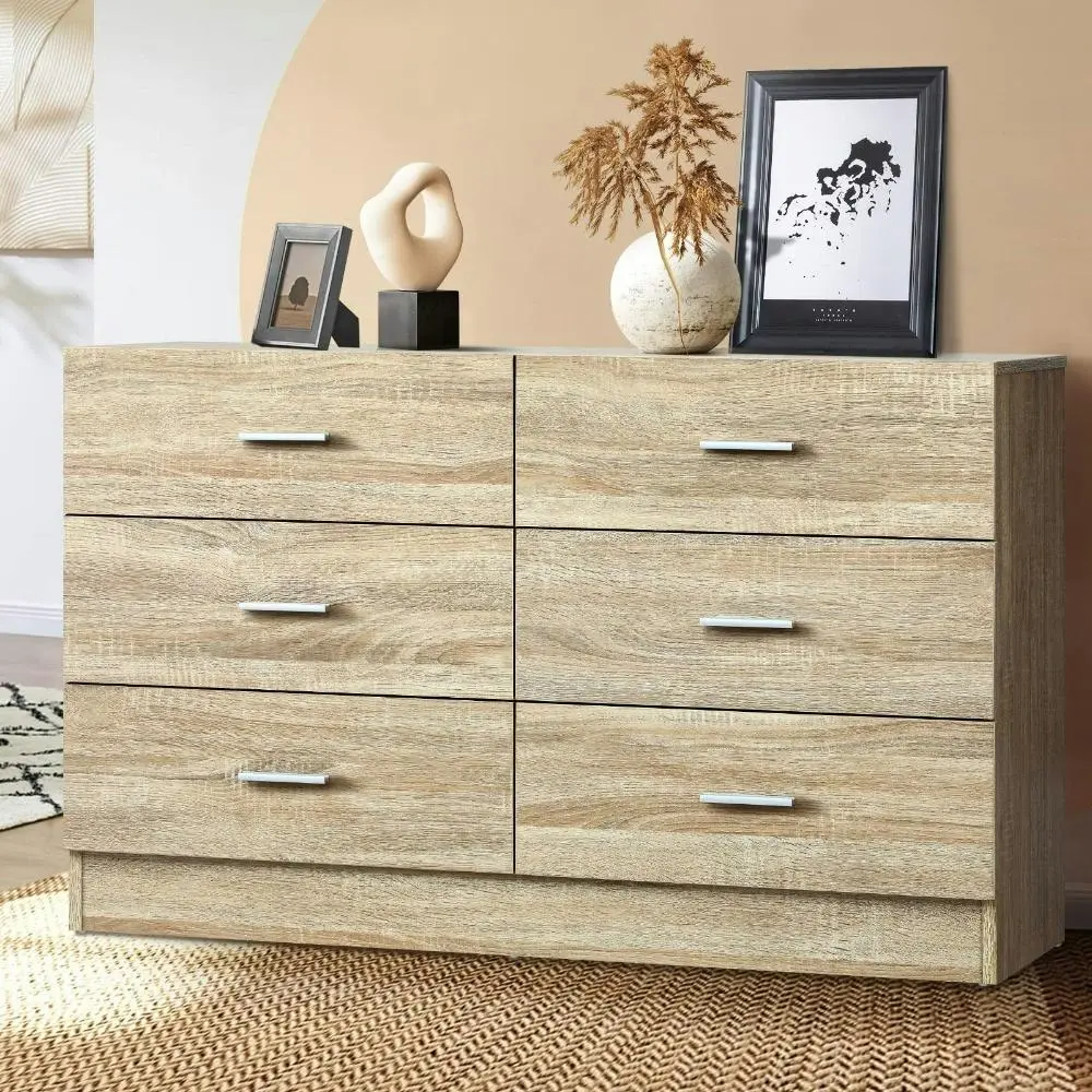 PRIS 6 Chest of Drawers Tallboy Dresser Table Lowboy Storage Cabinet Wood