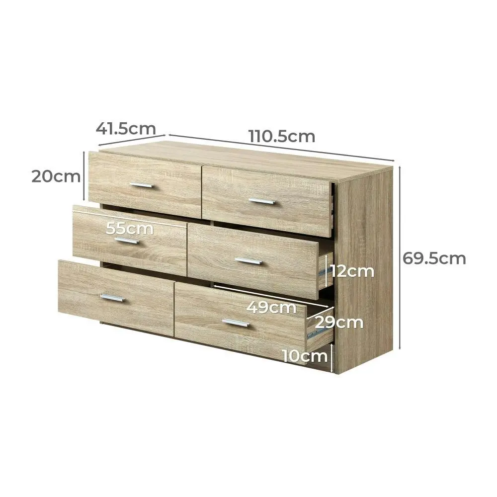 PRIS 6 Chest of Drawers Tallboy Dresser Table Lowboy Storage Cabinet Wood