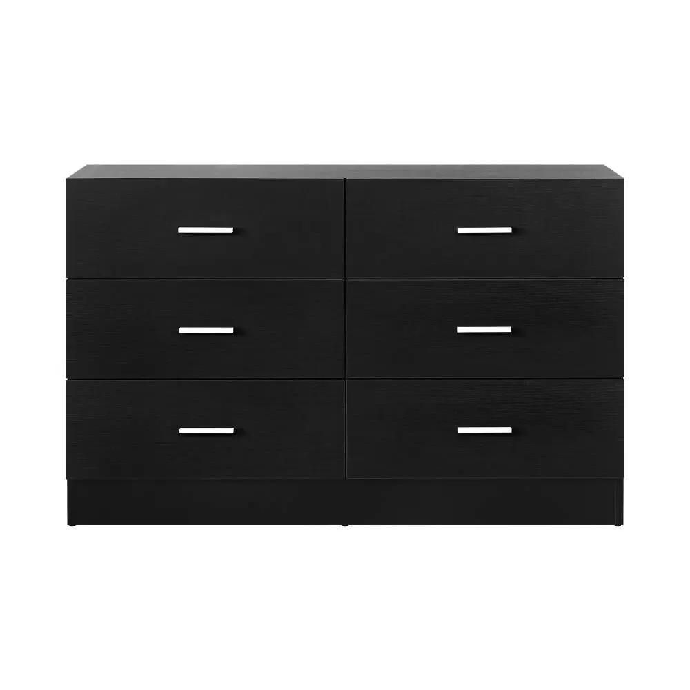 EMILIA 6 Chest of Drawers Tallboy Dresser Table Lowboy Storage Cabinet Black