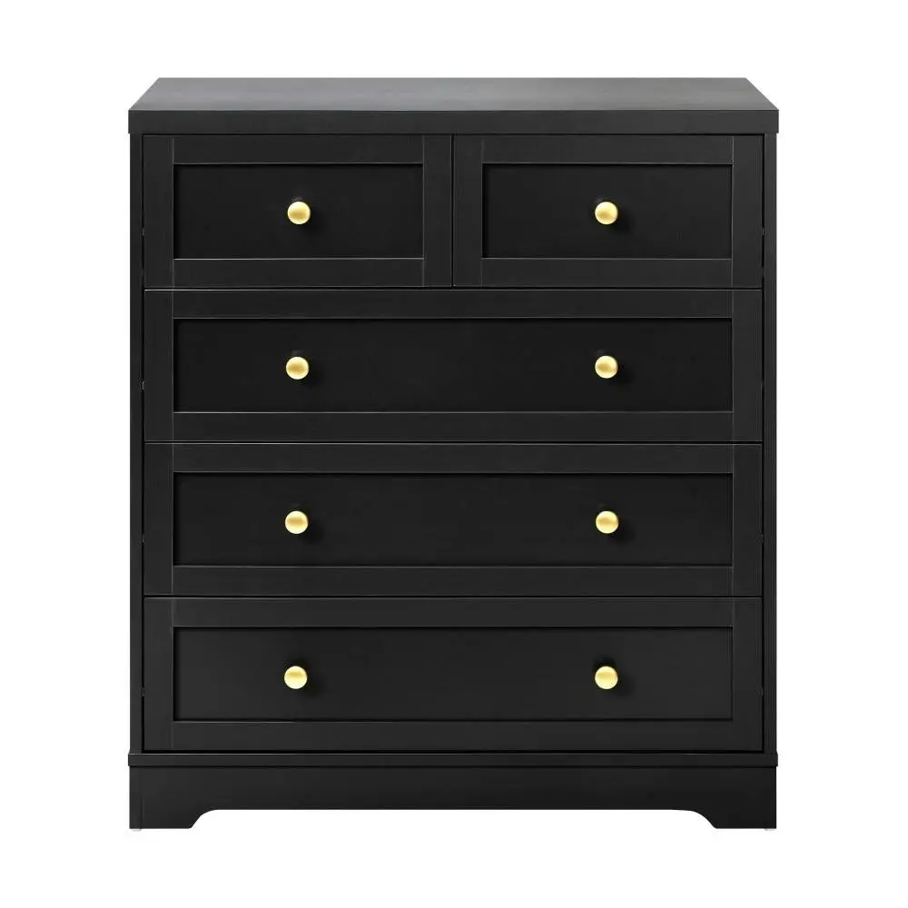 LISA Chest of Drawers with 5 Drawers Dresser Tallboy Storage Cabinet Black