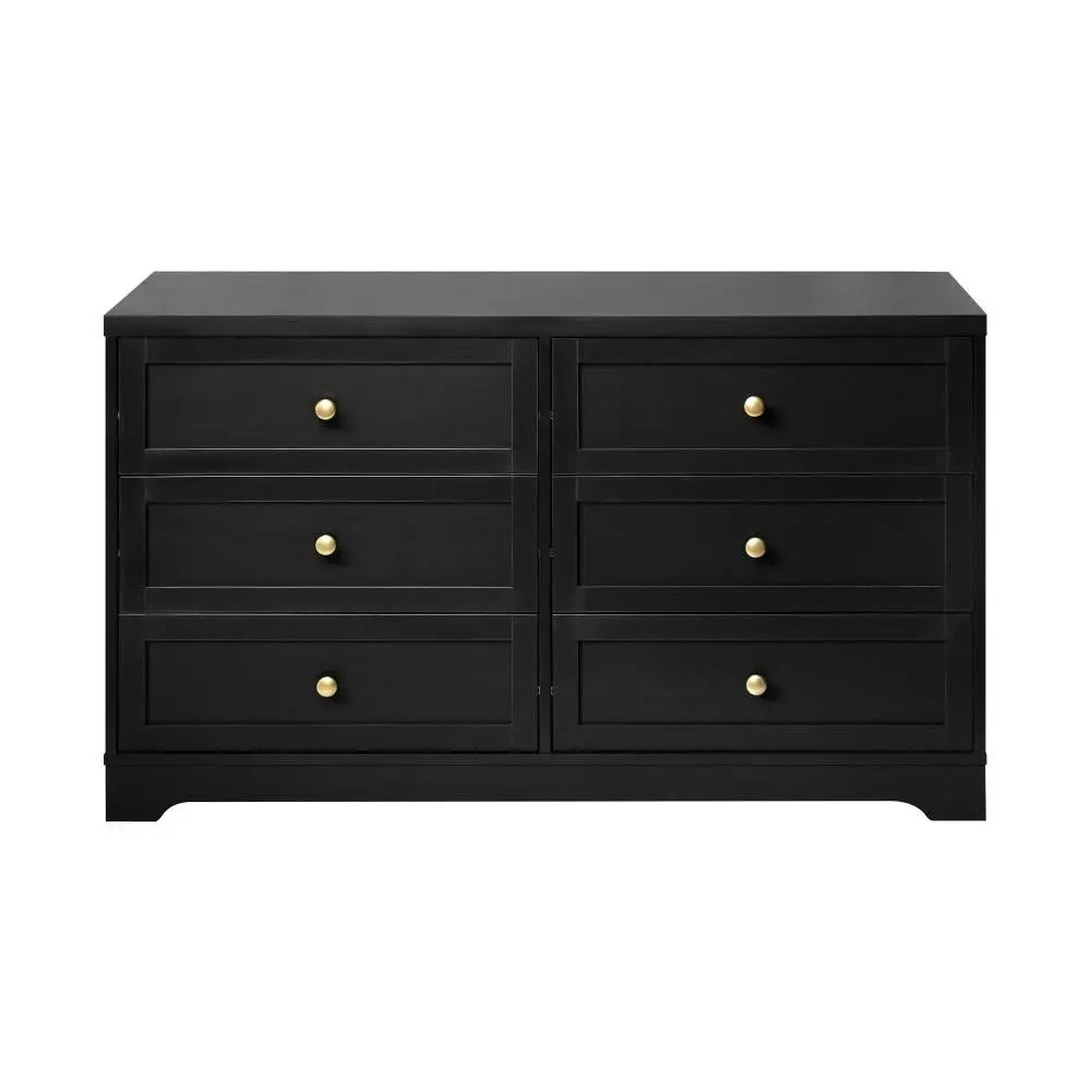 DAIN Chest of Drawers with 6 Drawers Dresser Tallboy Storage Cabinet Black