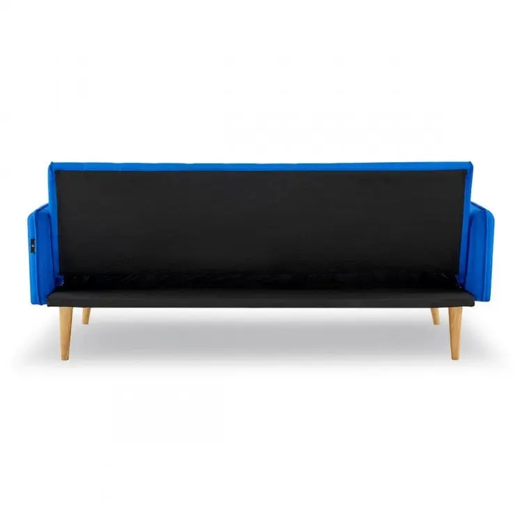 Sarantino 3 Seater Modular Linen Fabric Sofa Bed Couch Armrest - Blue