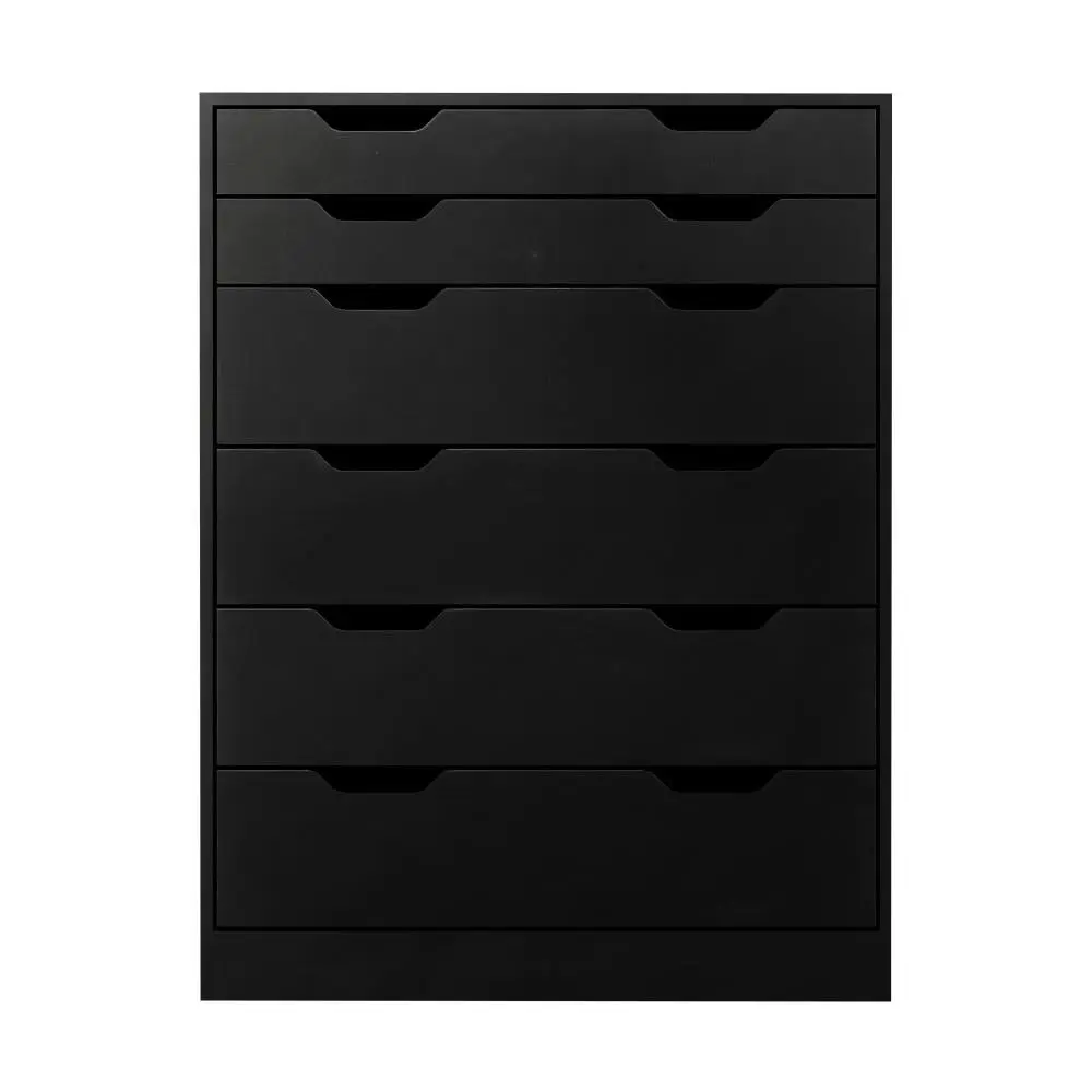 ELOUEF 6 Chest of Drawers Tallboy Storage Cabinet Dresser Bedroom Black