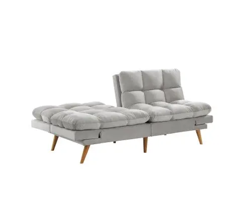 Sebastian 3 Seater Velvet Sofa Bed Futon Light Grey