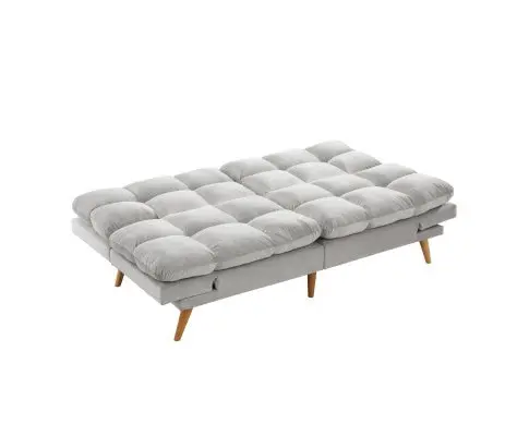 Sebastian 3 Seater Velvet Sofa Bed Futon Light Grey