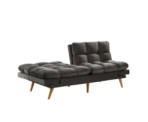 Sebastian 3 Seater Velvet Sofa Bed Futon Charcoal