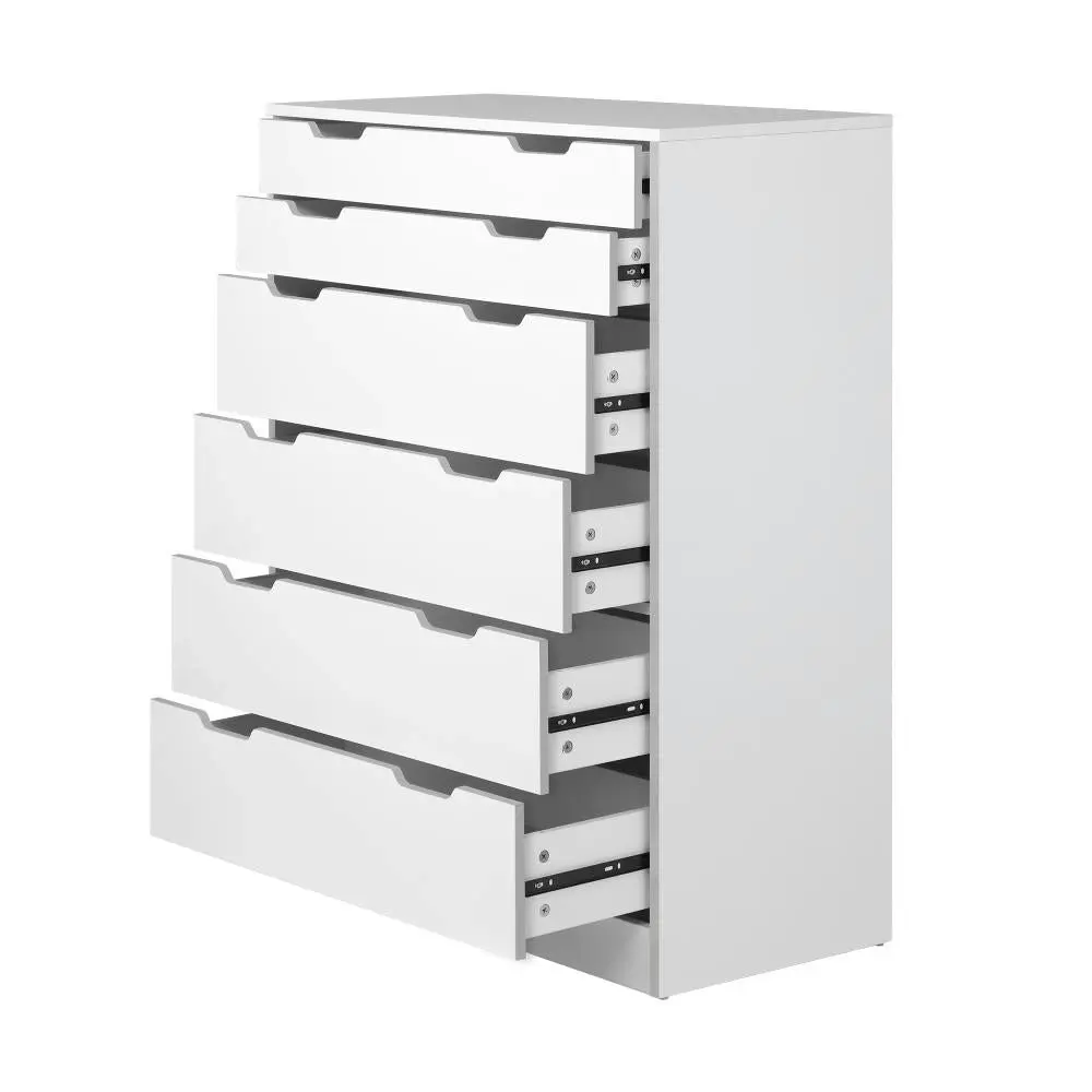 CELESTE 6 Chest of Drawers Tallboy Cabinet Bedroom Clothes White Furniture