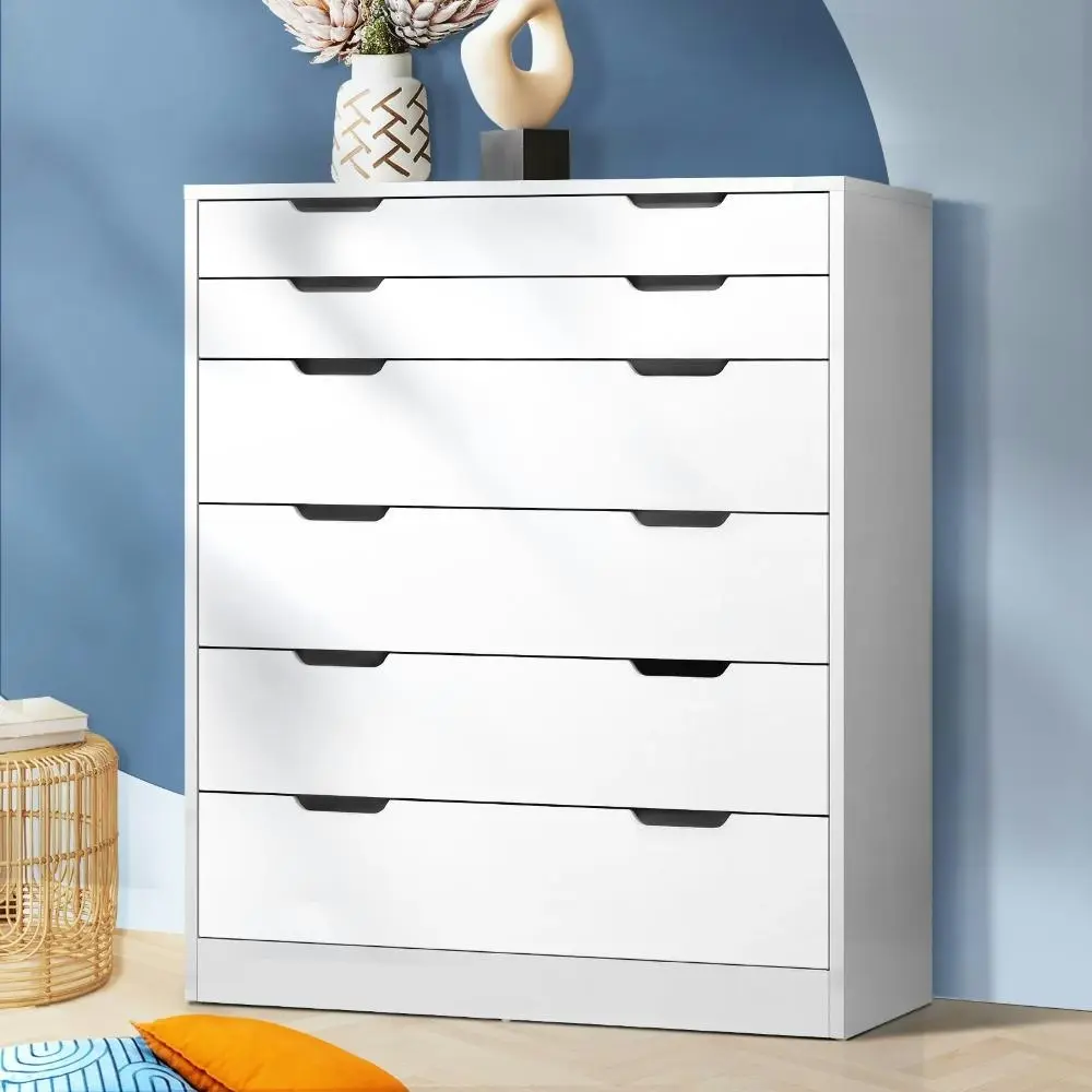 CELESTE 6 Chest of Drawers Tallboy Cabinet Bedroom Clothes White Furniture