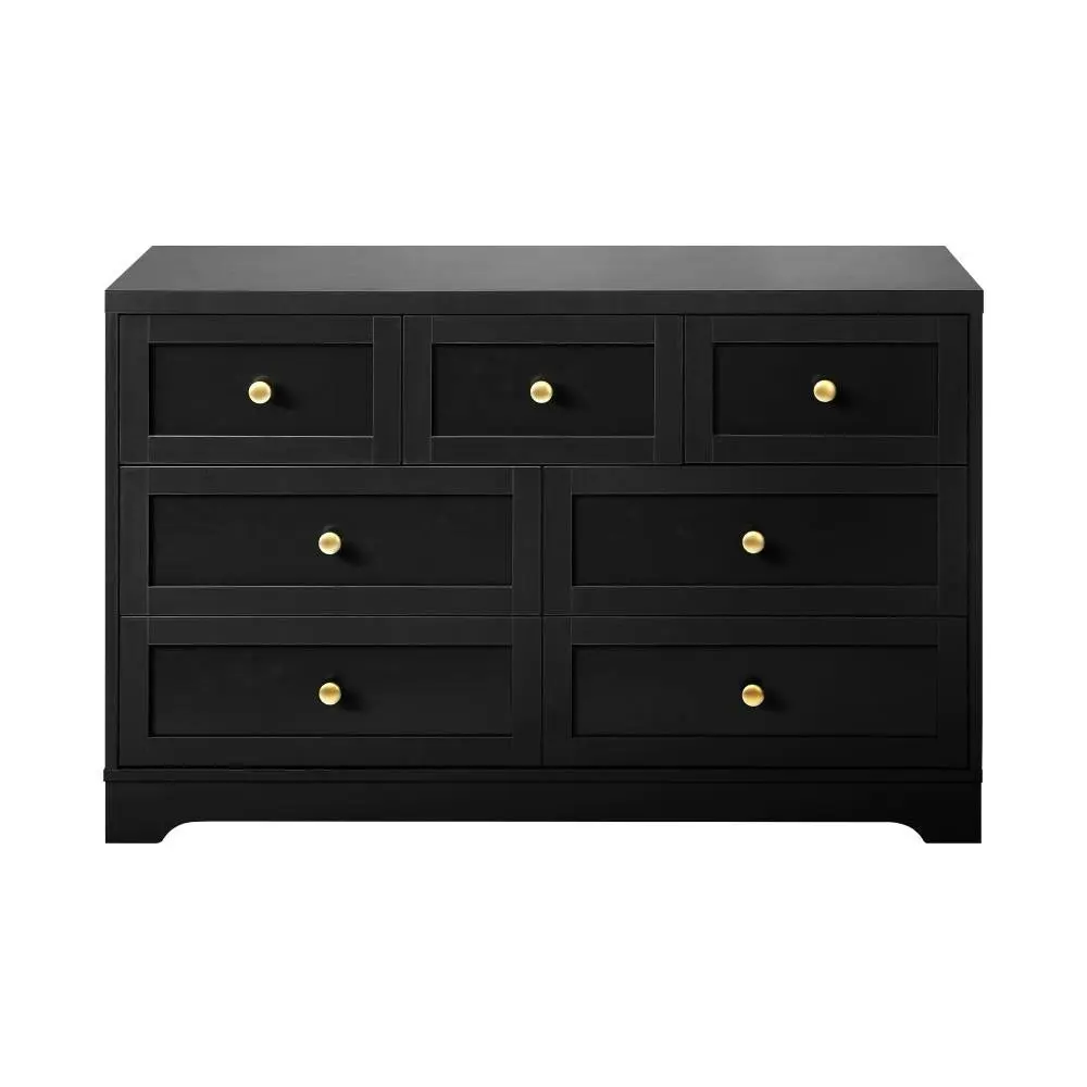 DAIN Chest of Drawers with 7 Drawers Dresser Tallboy Storage Cabinet Black