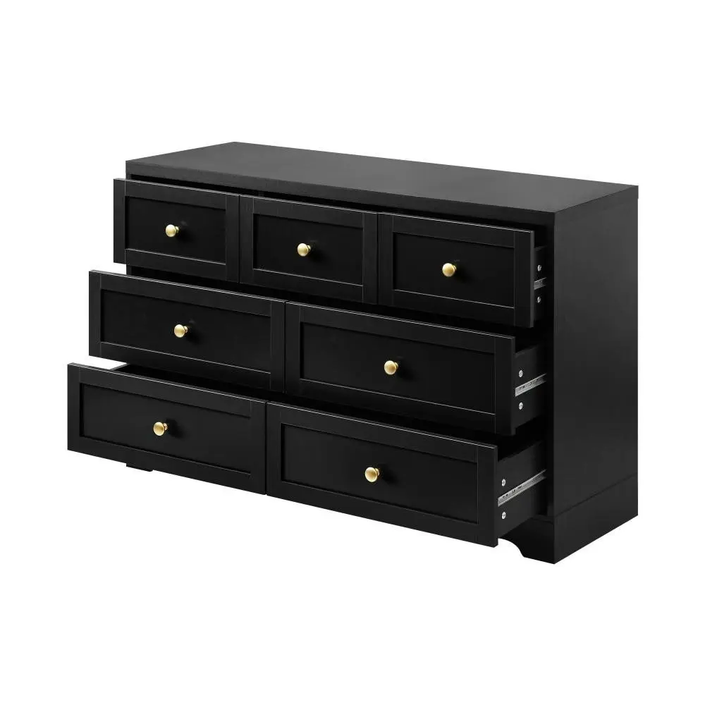 DAIN Chest of Drawers with 7 Drawers Dresser Tallboy Storage Cabinet Black