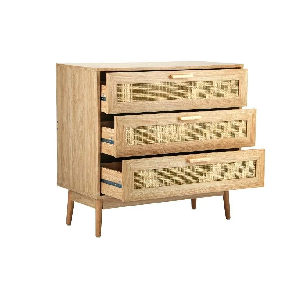 DAVIN 3 Chest of Drawers Tallboy Cabinet Clothes Storage Rattan Furniture