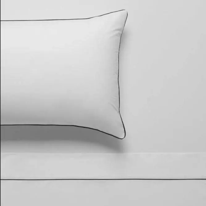 Accessorize Deluxe Hotel Piped Sheet Set - WHITE/BLACK