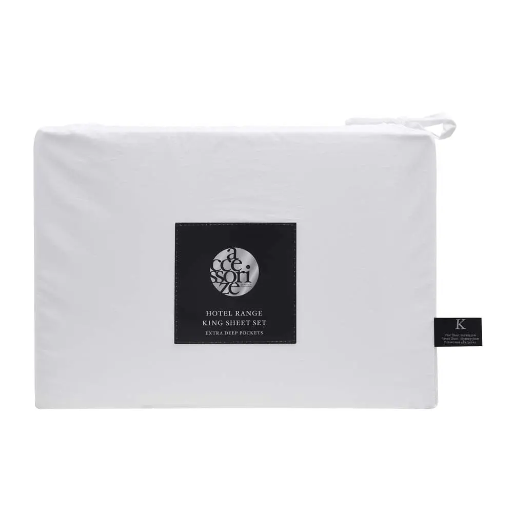 Accessorize Deluxe Hotel Piped Sheet Set - WHITE/BLACK