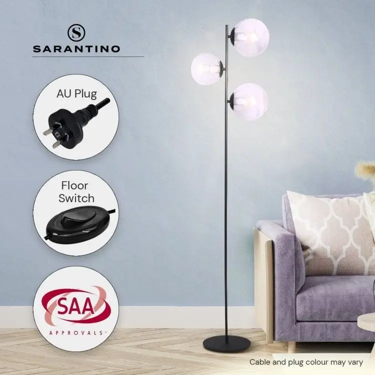 Sarantino 3 Light Black Metal Floor Lamp