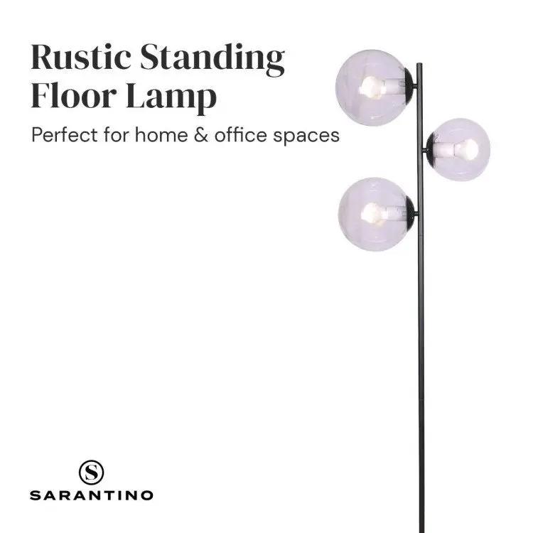 Sarantino 3 Light Black Metal Floor Lamp