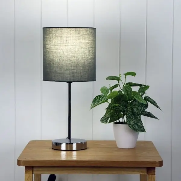 ZOLA TABLE LAMP Chrome Base with Grey Shade