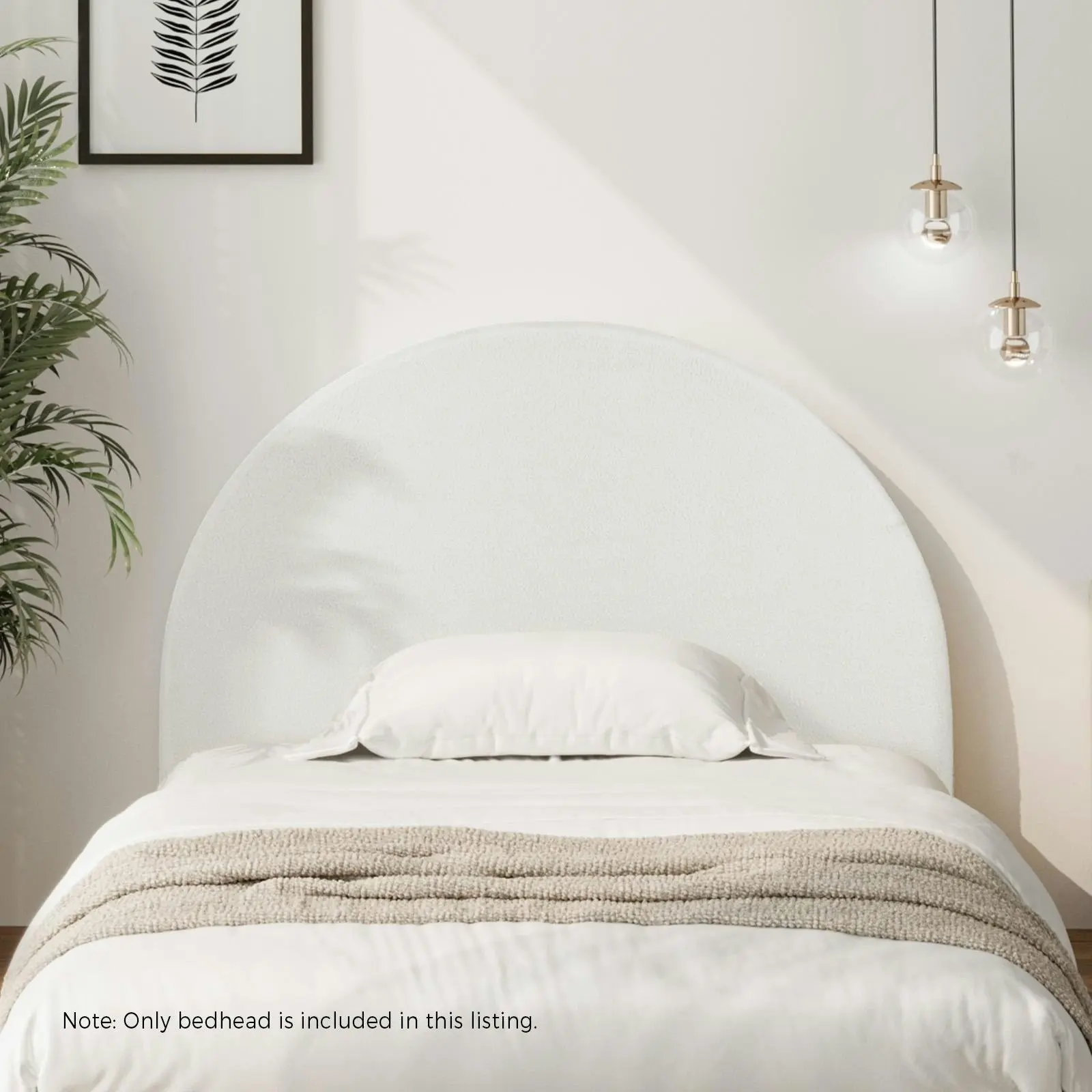 Oikiture Bed Head Single Size Headboard Bedhead White Boucle