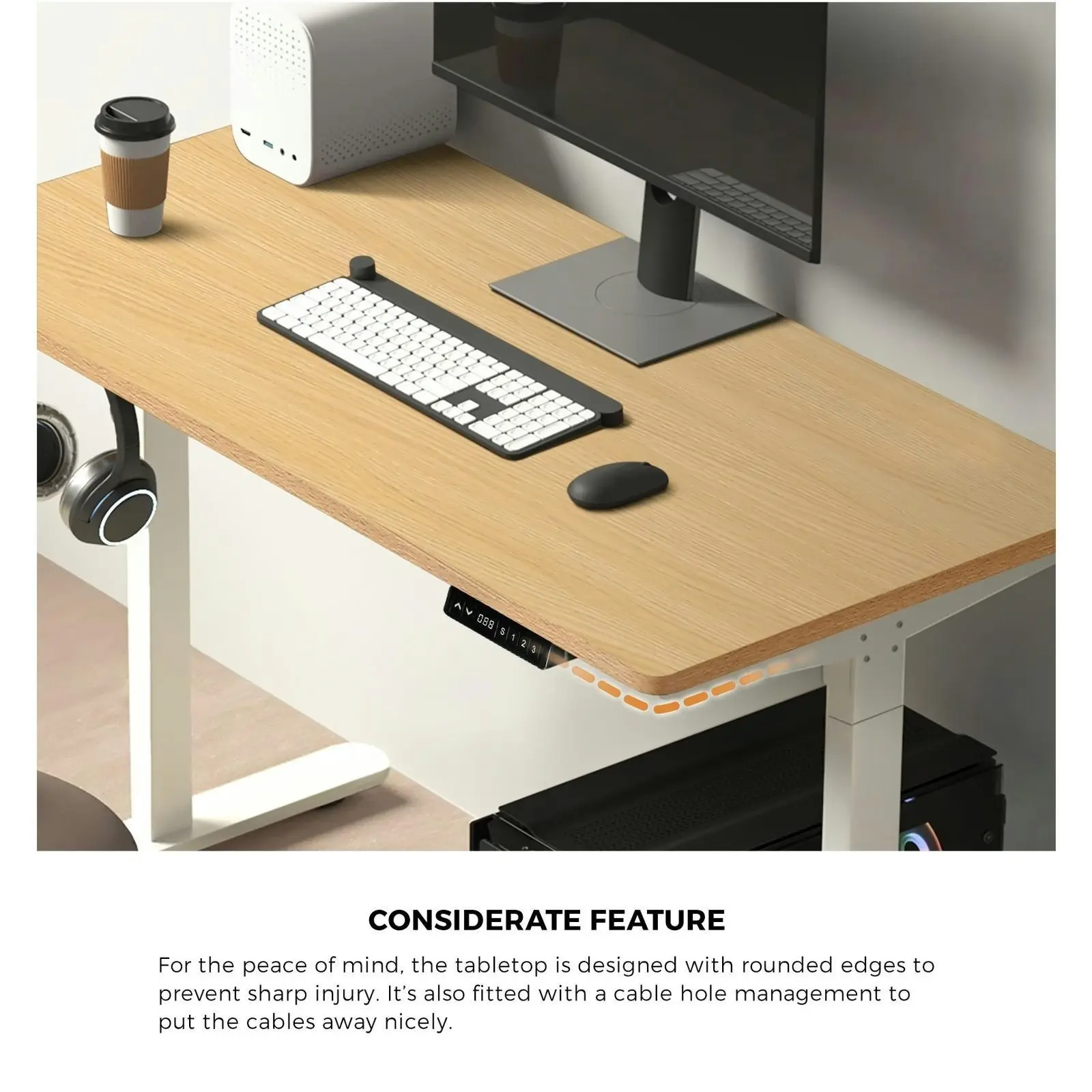 Oikiture 160CM Electric Standing Desk Dual Motor Height Adjustable Motorised Sit Stand Desk Rise OAK