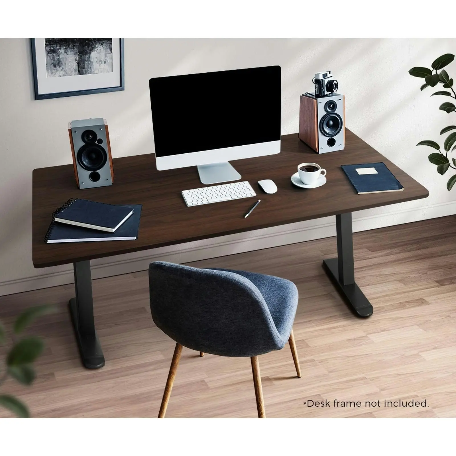 Oikiture 160cm Desk Top Electric Desk Board Computer Table Walnut