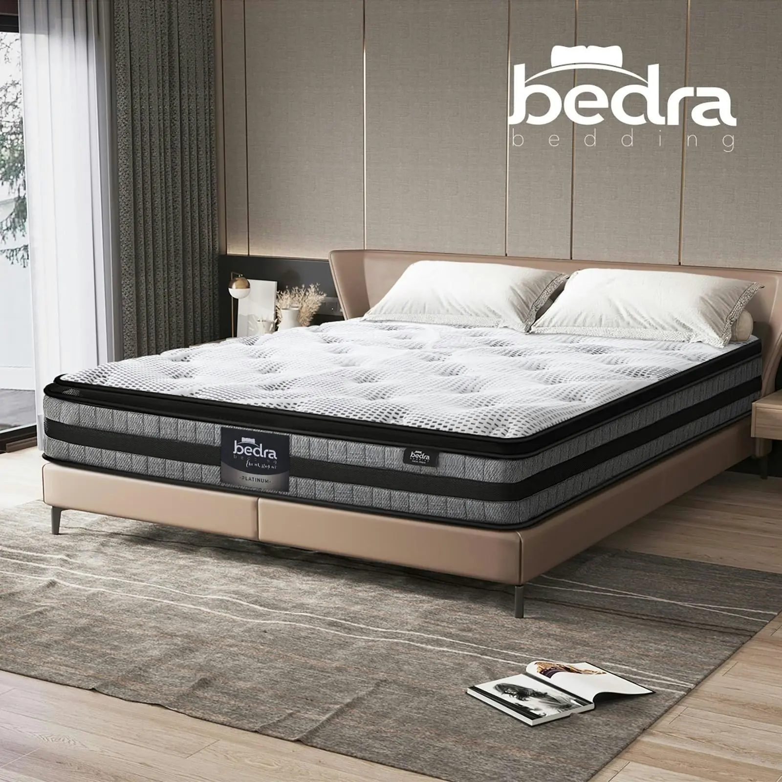 Bedra Queen Mattress Cool Gel Foam Bonnell Spring Luxury Pillow Top Bed 22cm