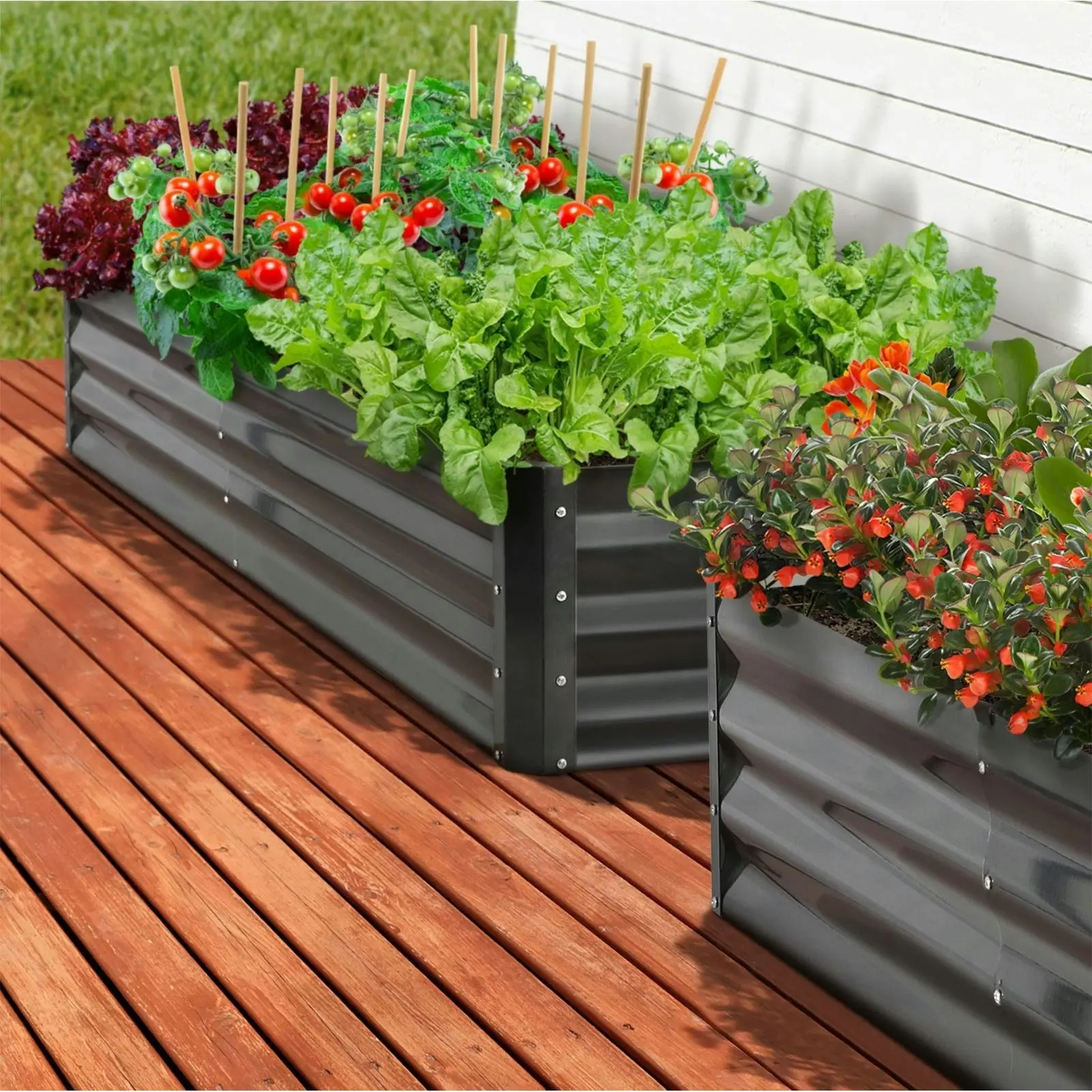 Livsip x4 Garden Bed Raised Instant Planter Galvanised Steel 150x90x30CM