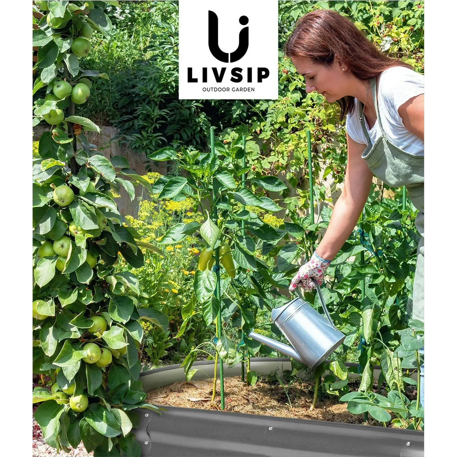 Livsip x2 Galvanised Raised Garden Bed Steel Instant Planter Oval 240X80X42CM