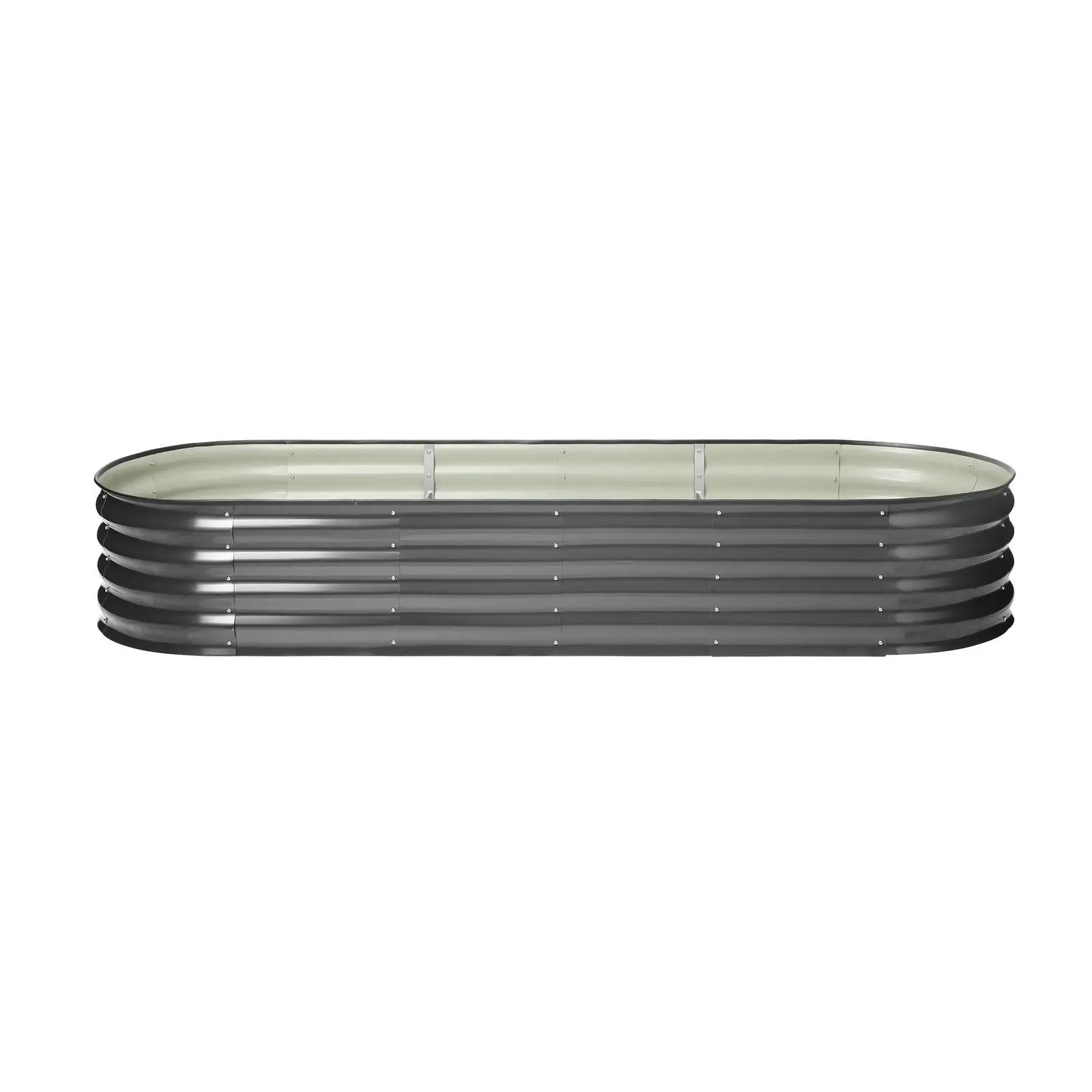 Livsip x3 Galvanised Raised Garden Bed Steel Instant Planter Oval 240X80X42CM