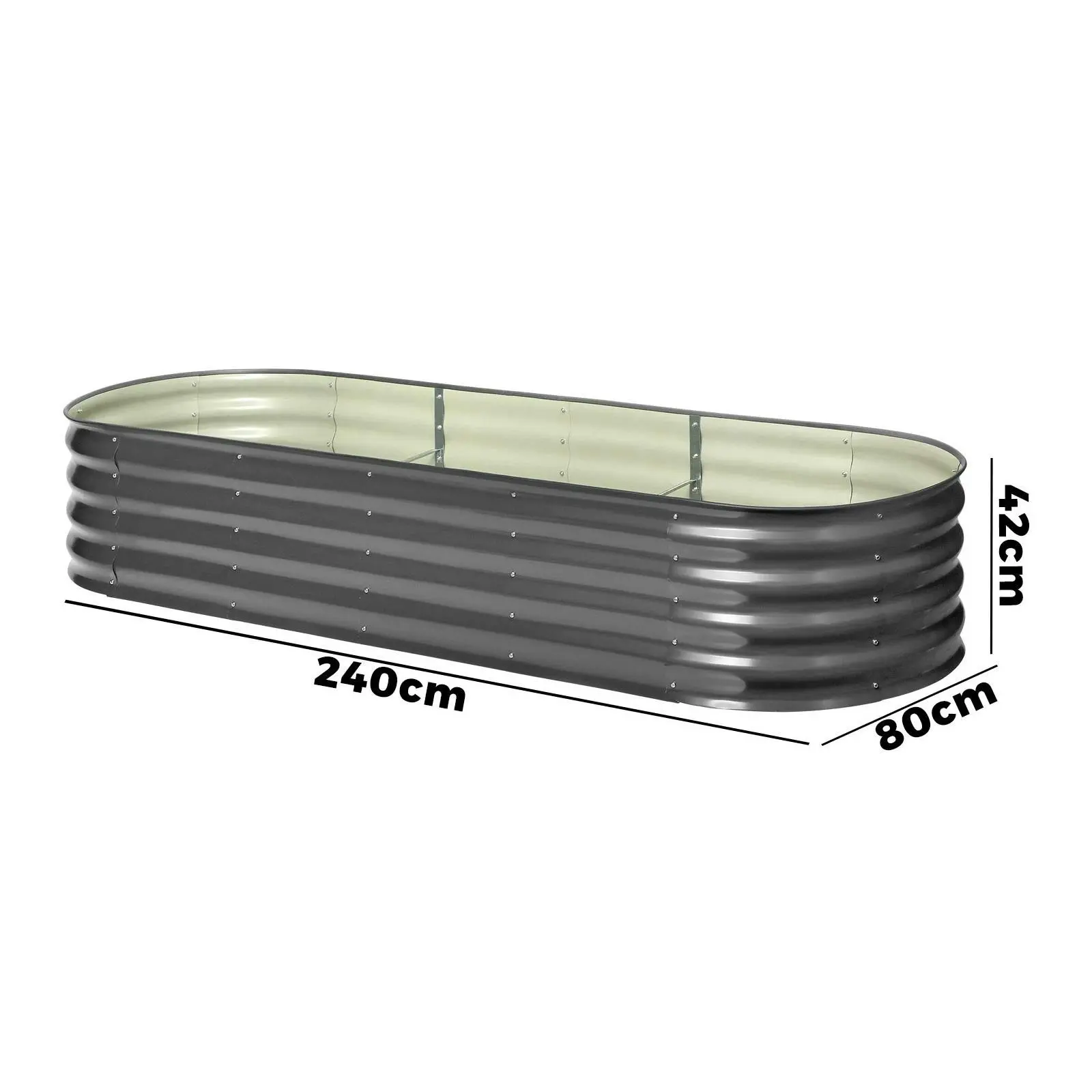 Livsip x4 Galvanised Raised Garden Bed Steel Instant Planter Oval 240X80X42CM