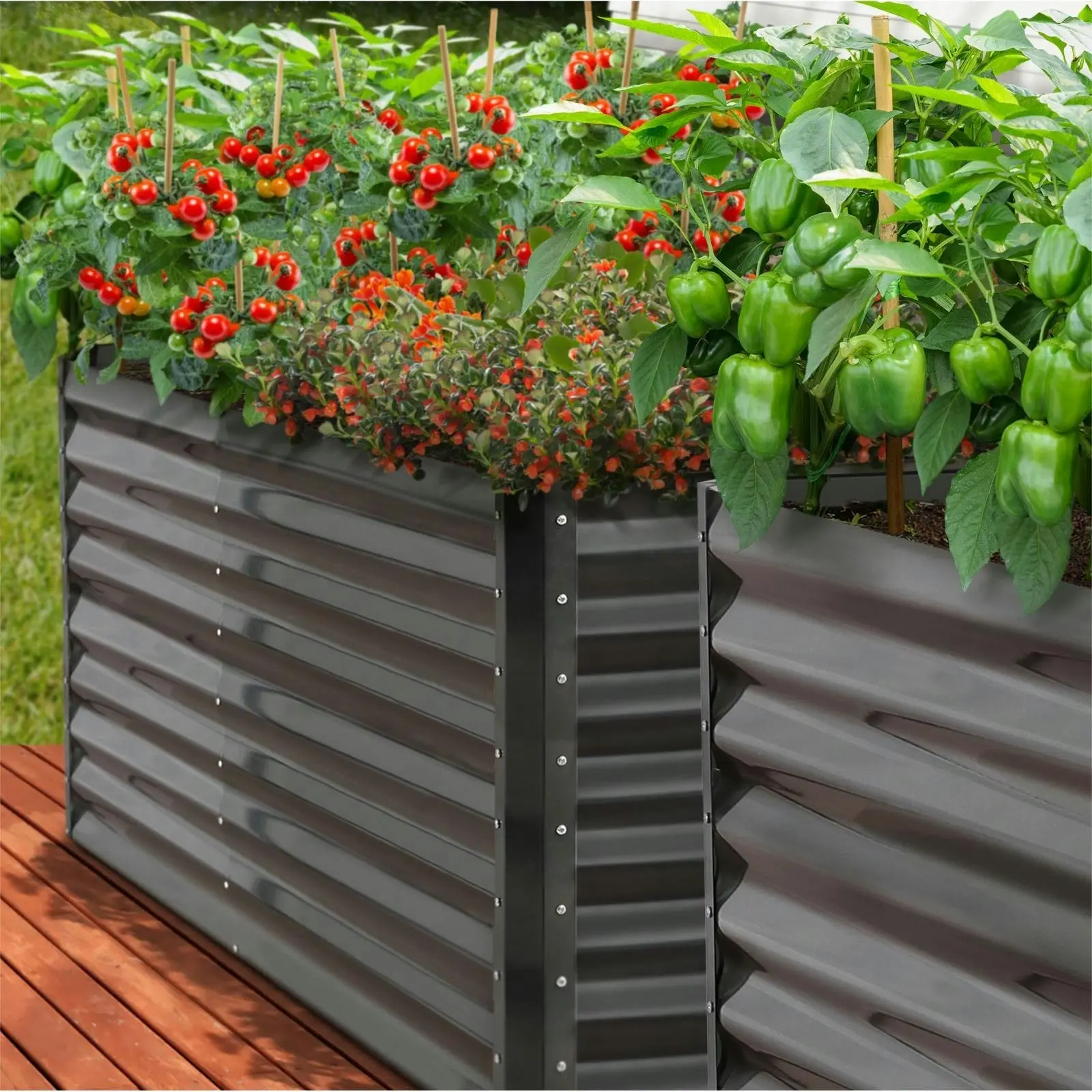 Livsip x2 Garden Bed Kits Raised Vegetable Planter Galvanised Steel 240x80x73CM