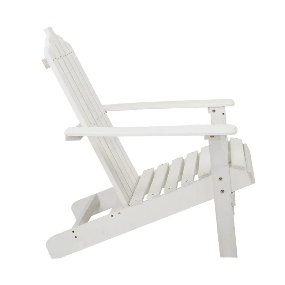 Gardeon Adirondack Outdoor Chairs Wooden Beach Chair Patio Furniture Garden White