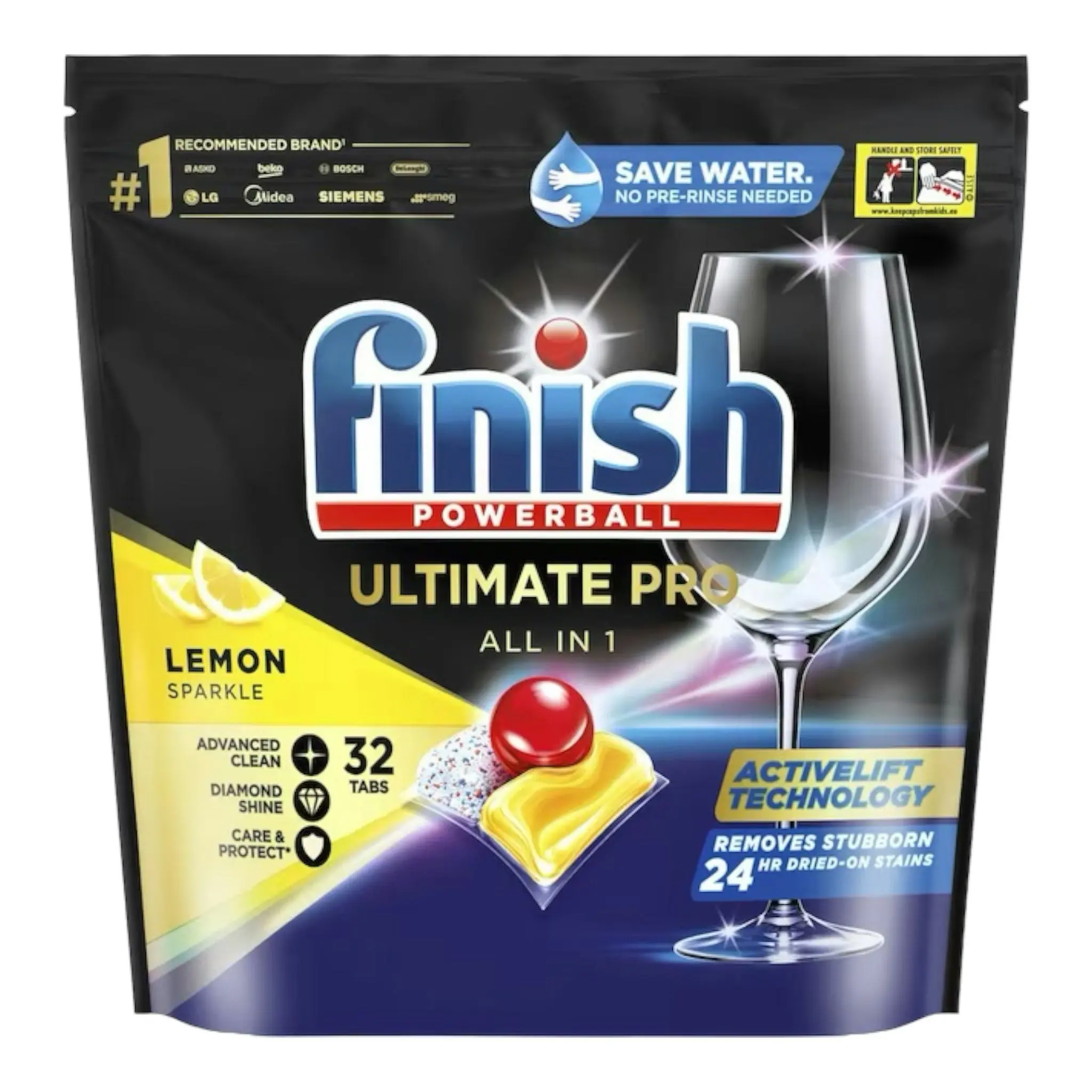 3 Pack Finish Quantum 32 Ultimate Pro Dishwashing Tablets Lemon Sparkle