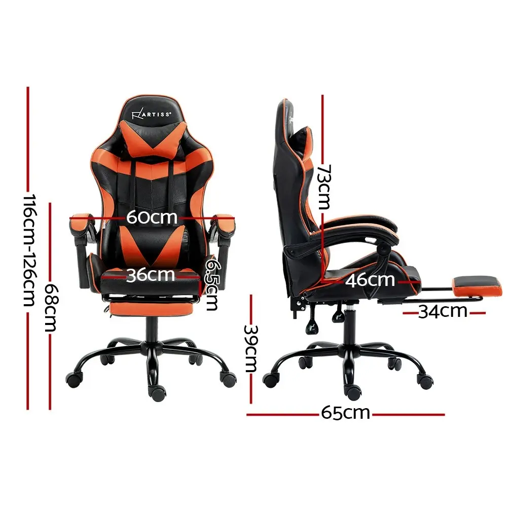 Artiss Gaming Office Chair Recliner Footrest Orange