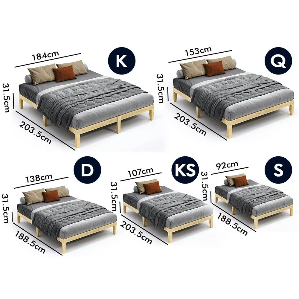 Alfordson Mattress Platform Wooden Bed Frame King Single