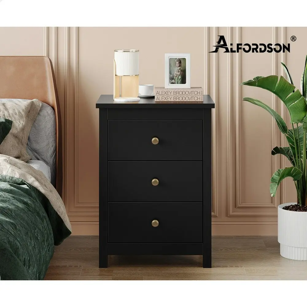 Alfordson Bedside Table Hamptons - Black