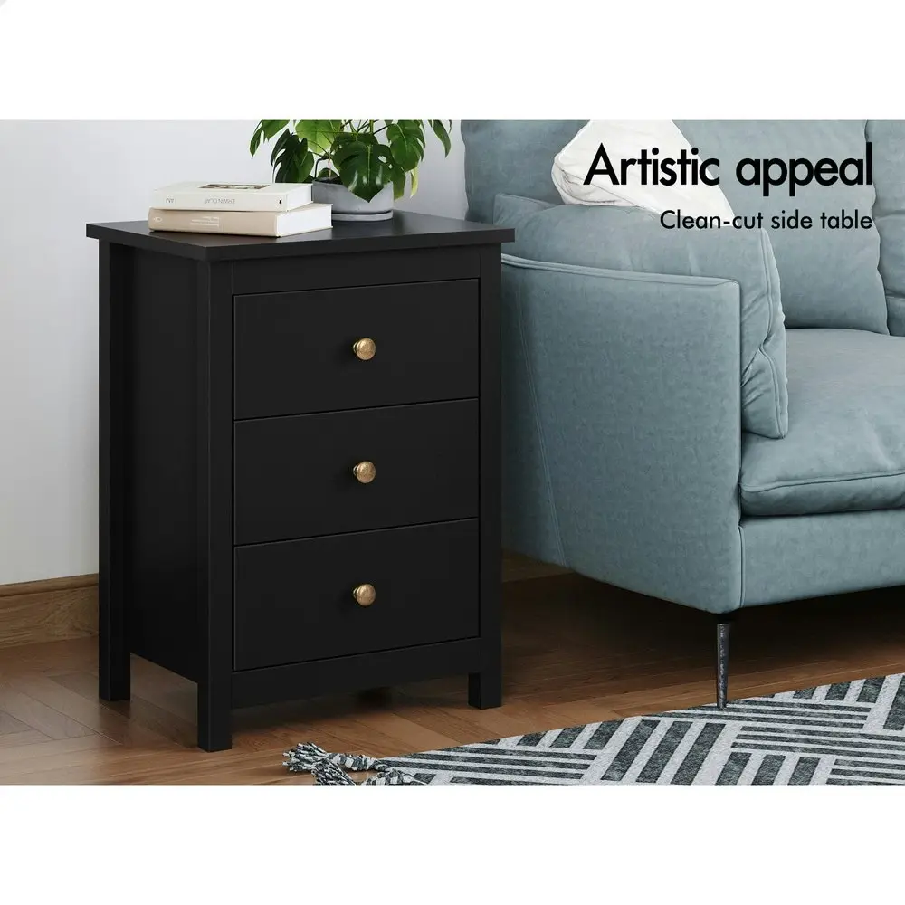 Alfordson Bedside Table Hamptons - Black