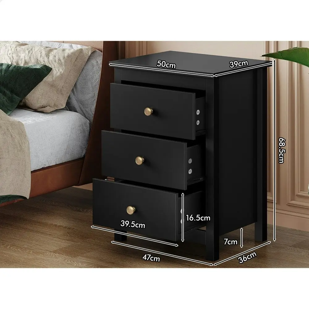 Alfordson Bedside Table Hamptons - Black