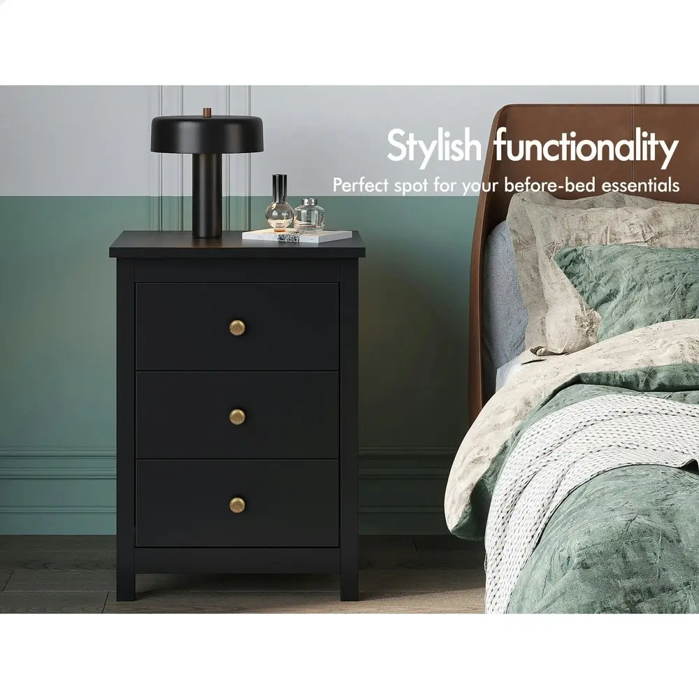 Alfordson Bedside Table Hamptons - Black