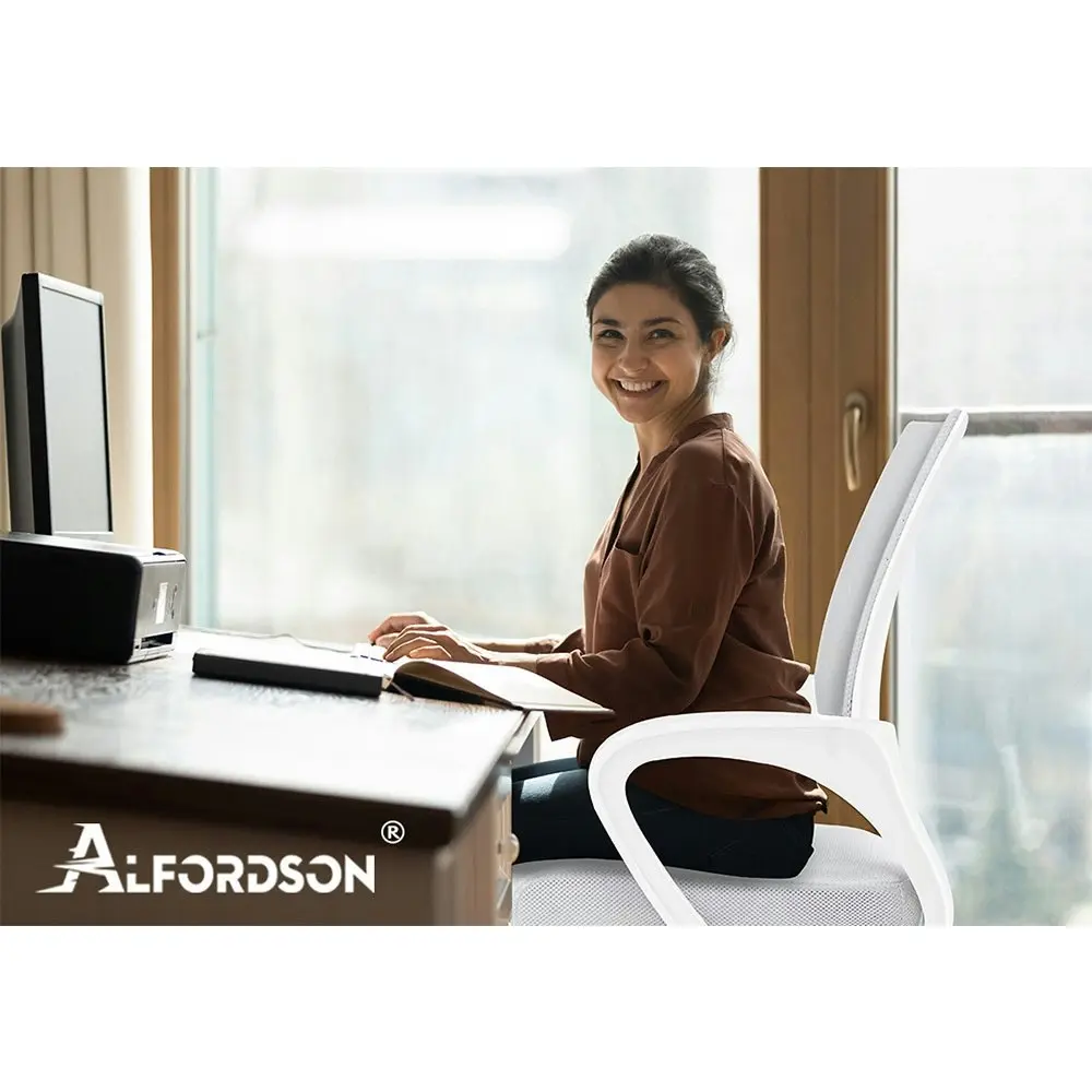 Alfordson Mid Back Mesh Office Chair White Grey