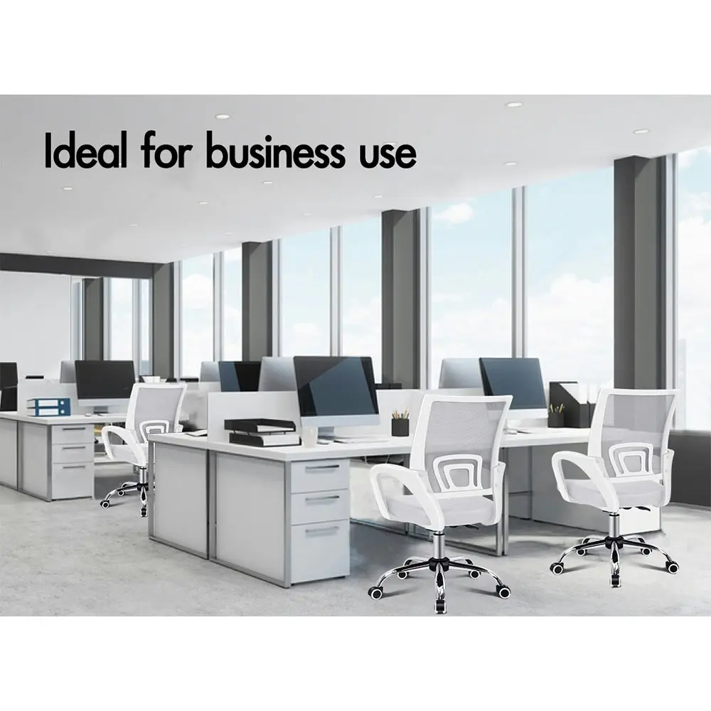 Alfordson Mid Back Mesh Office Chair White Grey