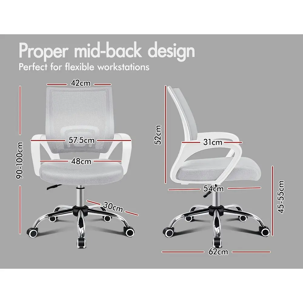 Alfordson Mid Back Mesh Office Chair White Grey