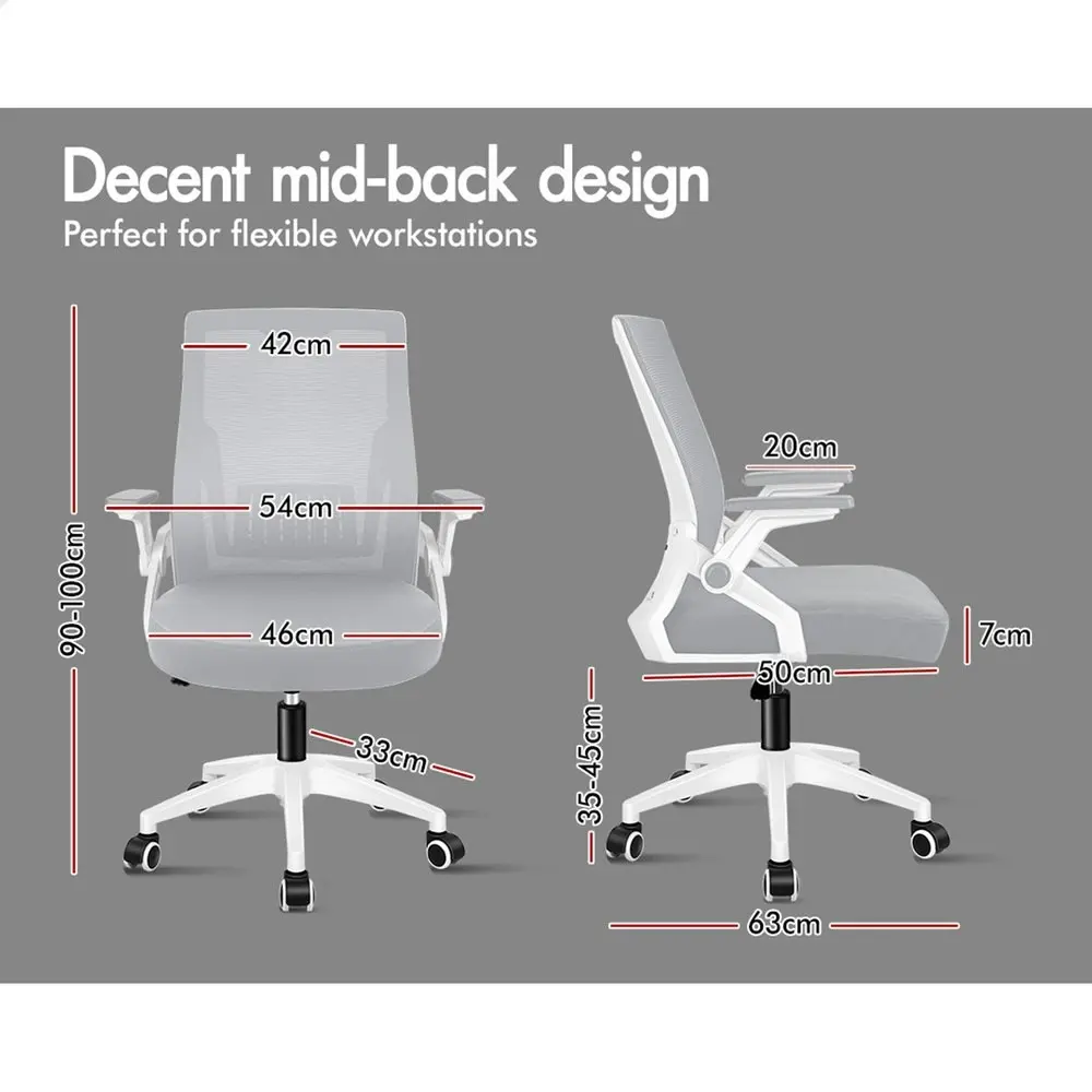 Alfordson Mesh Computer Work Office Chair Grey White